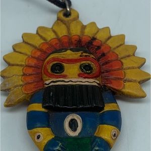 Native American Kachina Doll Pendant Painted Front and Back